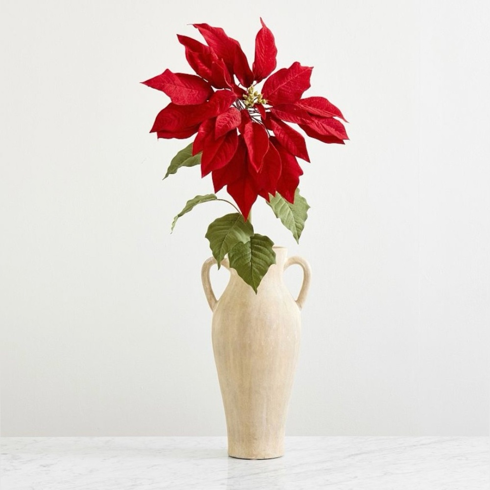 Pottery Barn Faux Oversized Poinsettia Stems NEW 3 left